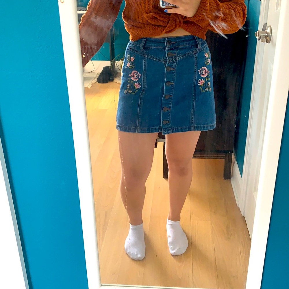 Denim button down skirt